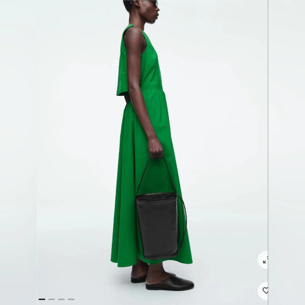 NWT COS OPEN-BACK COTTON MAXI DRESS Green Sz 2 - Picture 2 of 6